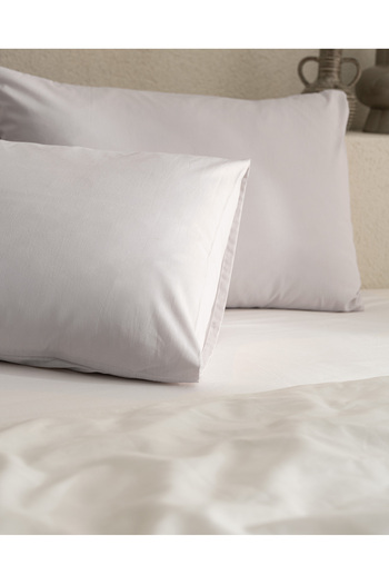 Madame Coco Manon Set of 2 Plain Pillowcases - 100% Cotton, Ranforce, Stone