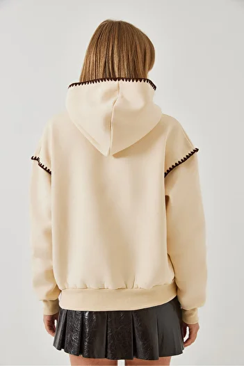 Bianco Lucci Women's Hooded Lace Detailed Sweatshirt 60601028
