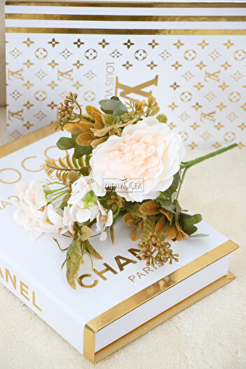 Yapay Çiçek Deposu Artificial Mini Garnished Bush Rose-Hydrangea Bunch Cream