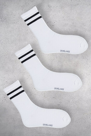 GRIMELANGE Disa Women's Organic Cotton 3 Pack White Socks