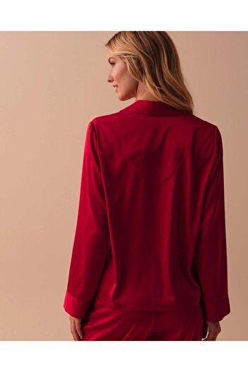 La Vie en Rose Satin Long Sleeve Button-down Shirt