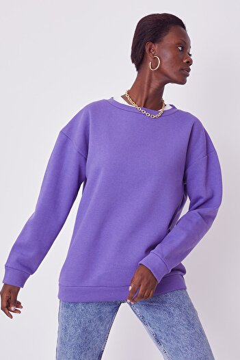SERAZAT Women's Sweatshirt Oversize Crew Neck 100% Cotton