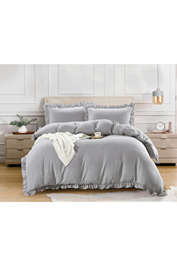 Donetella 3 -Piece Ruffled Twin Size Duvet Set 170x230 cm Without Filler