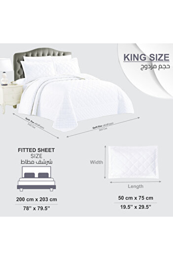 Donetella Quilt Set King Size- 6-Pcs, 240x260 Diamond Quilted Bedding Blanket