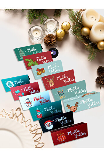 Postermanya Christmas Table Card Set of 12 - New Year Ornament, Christmas Invitation Table Ornament
