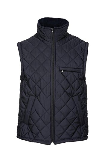 Sanalbolluk Oversize Quilted Fabric Vest Navy Blue Color