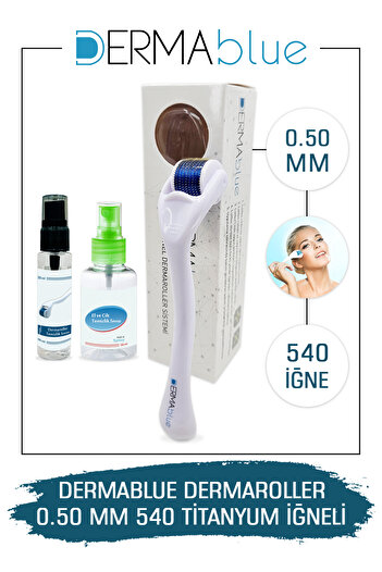 Dermablue 0.50mm Dermaroller Original Derma Roller with 540 Titanium Needles