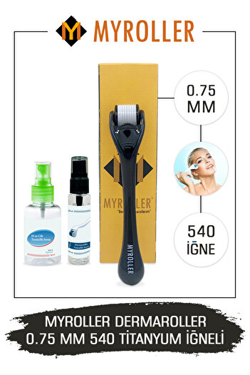 Myroller Dermaroller 0.75mm Disinfectant Gift Titanium Derma Roller with 540 Needles