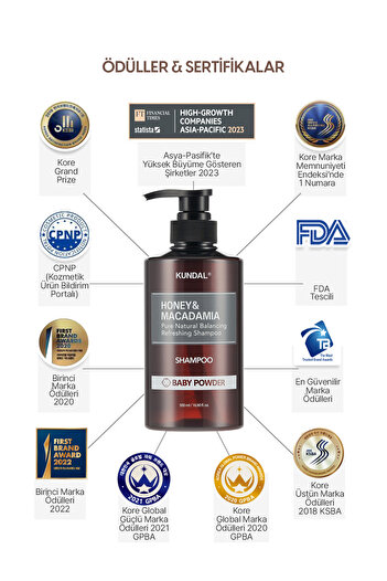 Kundal Kırılma Karşıtı Besleyici Bakım Şampuanı KUNDAL Honey & Macadamia Nature Shampoo 500ml Baby Powder