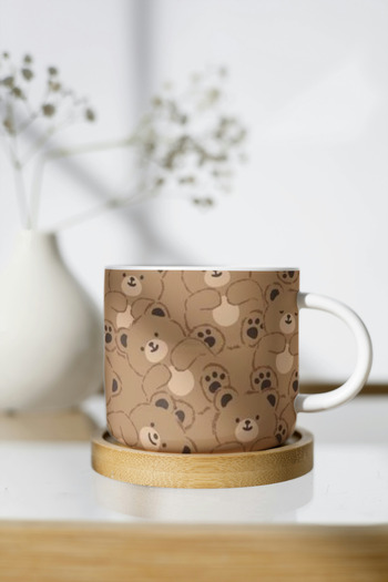 EYBaskı Tasarım White Porcelain Patterned Nescafe Cup
