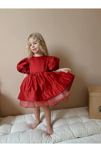 Linola Baby Kids Daisy Red Puffy Ballerina Dress
