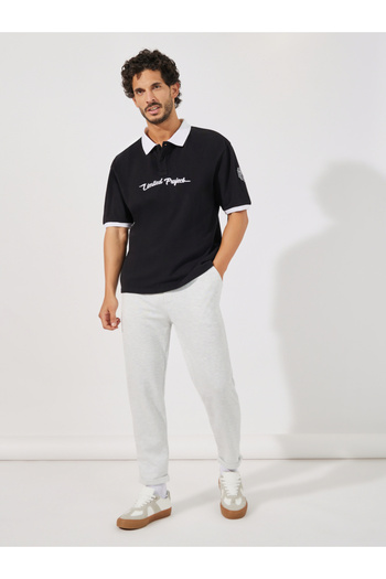Styli Textured Slim Fit Turn-Up Hem Knitted Pants