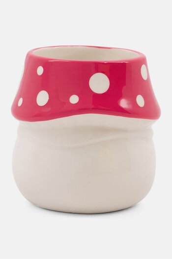 Puckator Toadstool Ceramic Home Flower Pot, White
