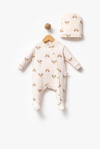 Bubbles 100% Cotton Motor Print Baby Jumpsuit