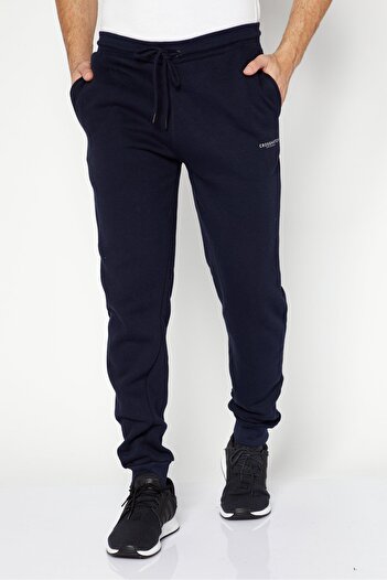 Crosshatch Men 2Pcs Sportswear Fit Brand Logo Training Jogger Pants, Navy