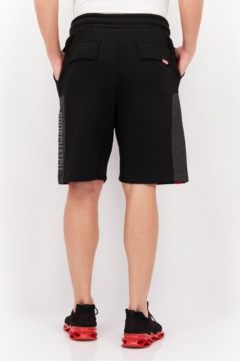 Crosshatch Men Drawstring Brand Logo Basic Shorts, Black