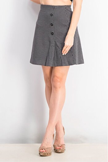Tchibo Women Checkered Mini Skirt, Black