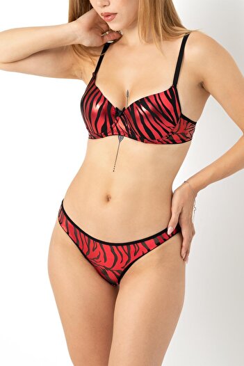 Doremi Zebra Patterned Bra and Shoes Set