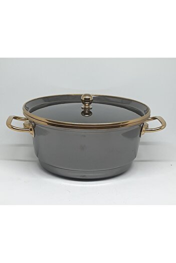 Avşar Enamel House 22 cm Anthracite- Gold Enamel Fry Towel