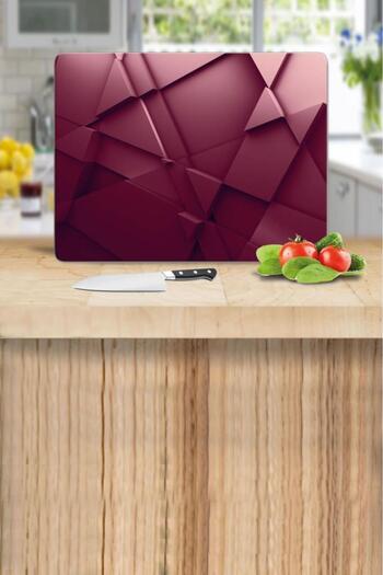 Saban 30X40 cm Red Triangle Patterned Glass Cutting Board