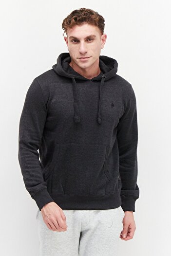 French Connection Men Hooded Brand Logo Long Sleeves Sweatshirt, Grey