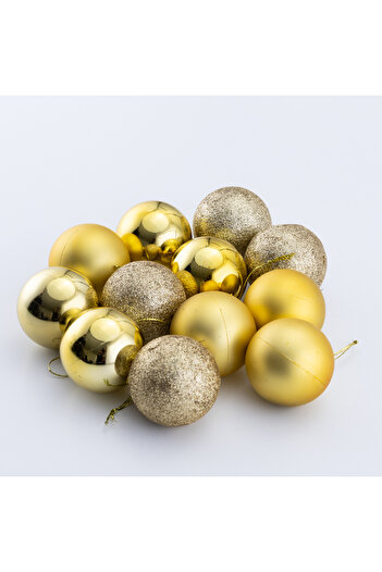 Bimotif Yellow 12-Piece Glitter Christmas Ornament Balls