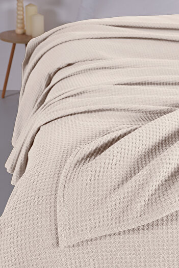 Evim Pamuklu Aden Ekru Çok Amaçlı Yatak Örtüsü Çift Kişilik - 200x230 Cm