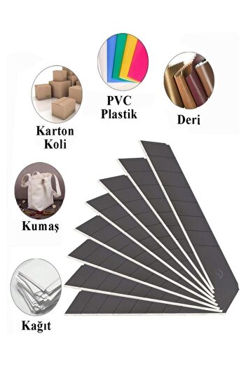 Artlantis Maket Bıçağı Yedeği Geniş 3 Tüp 10 lu 18 mm SDI Falçata Bıçağı Yedek Ağızları Koli Karton Kesici Hob