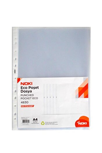 Noki Bag File 100 Pieces 1 Pack Transparent File 100 Pieces Föy File 1 Pack Eco Bag File
