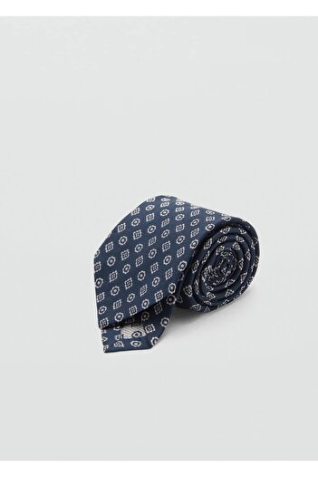 MANGO Man Diamond Patterned 100% Mulberry Silk Tie