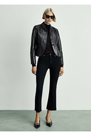 MANGO Woman Sienna Flare Crop Jean Trousers