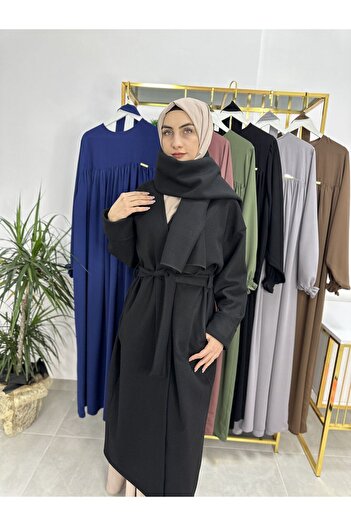 erasra class Black Stamped Coat - Shoulder Day Gift, Baglama Model