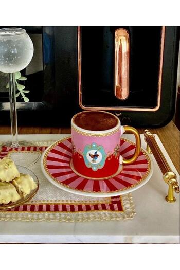 Onedekor Set of 6 Royal Pink Bird Soha Coffee Cups