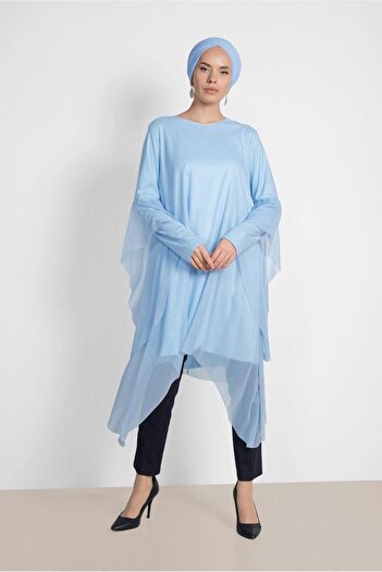Alvina Asymetric Cut Silvery Salaş Tunic 4317