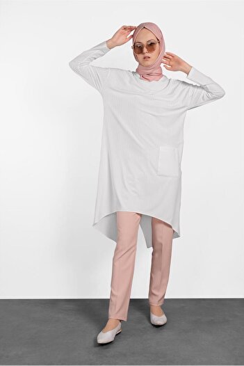 Alvina Tunic with Asymmetrical Cuts and Pocket Detail 4448