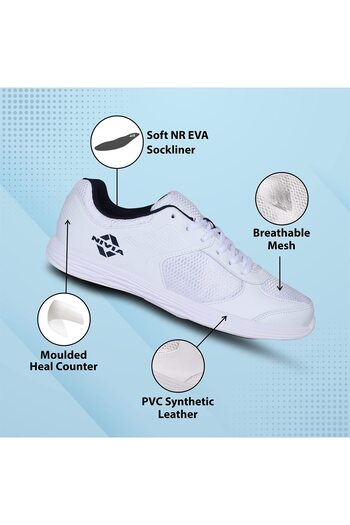 Nivia Hawks Running Shoes (WHITE, 9 UK/10 US/43 EU) | Breathable Mesh, Comfortable, Cushion