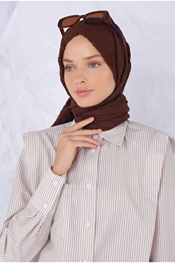 HEQA Dark Brown Crochet Shawl