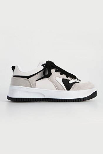 Marjin Kadın Sneaker Yüksek Taban Spor Ayakkabı Aryan Gri Süet
