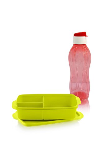 Tupperware Eco Green 1Lt Lunch Box - 750ml Cor Twinkle & Compartment Set