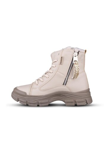 M.P. Women's Lace-Up Beige Casual Boots