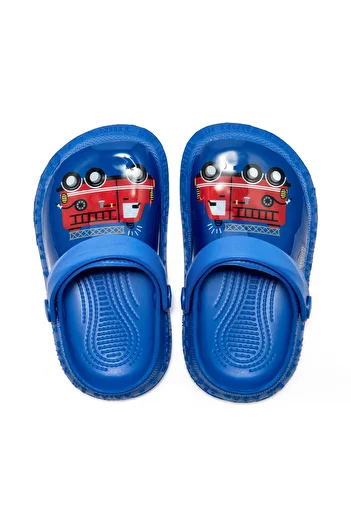 Twigy Navy Blue Fire Department Kids Sabo Slippers - 22/29