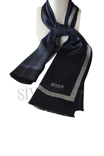 Aker Navy Blue Silk Scarf - Model 322