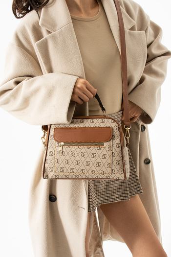 Kaya Bag Γυναικεία τσάντα ώμου και χιαστί τριών ματιών Mink Διαστάσεις 19x23