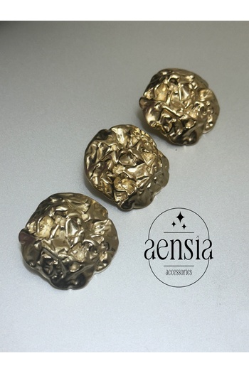 aensia Wrinkled Gold Gold Model 3.43 cm - Oversized Coat, Jacket and Trench Coat 3 Pack Button