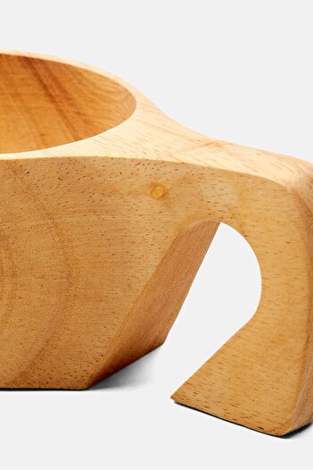 Muy Mucho Wooded Bowl With Handle 6 H x 14 L x 9 W cm, Tan