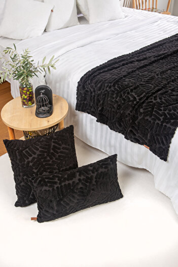 HAMUR Bed Runner Throw Pillow Set Bohemian Punch Punch Pattern Bedspread Forest Black