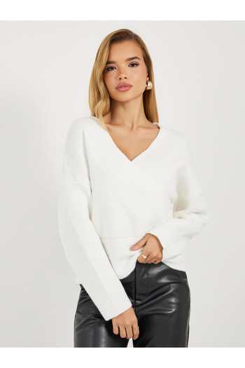 Styli V Neck Wrap Front Knit Top