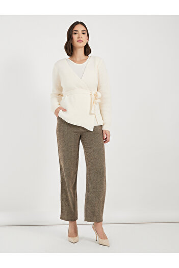 Styli Wrap Over Knit Top with Tie Belt