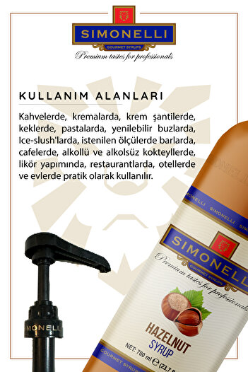 Simonelli Kahve Ve Kokteyl Şurubu Fındık Aromalı 700 ml Pompa Hediyeli