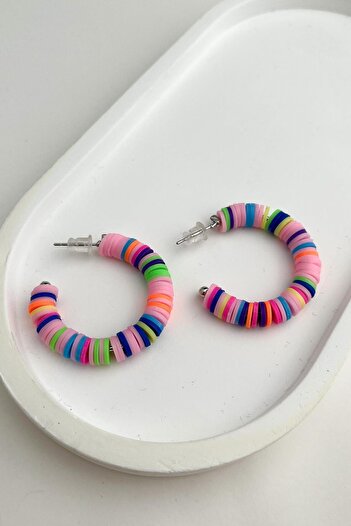 Modex Phosphorescent Colorful Fimo Hoop Earrings (3cm)